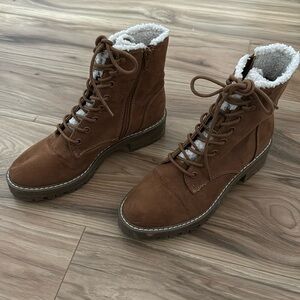 Faux fur suede ankle boots